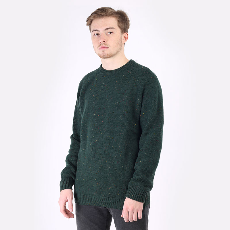 мужской зеленый свитер Carhartt WIP Anglistic Sweater I010977-speckled grove - цена, описание, фото 1